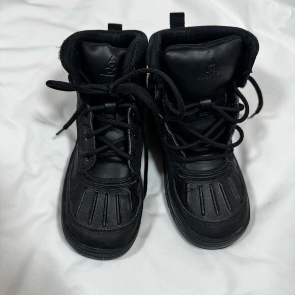Nike Woodside High Top Lace Up Boys Kids Boots Black Sz 1Y Hiking Outdoor Comfy - Picture 9 of 9